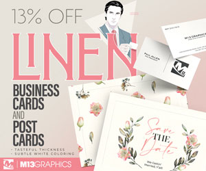 Current Special: 13% Off Linen Business Cards and Postcards